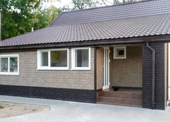 Фасадная панель Stone House Сланец бежевый и Stone House Кирпич графитовый